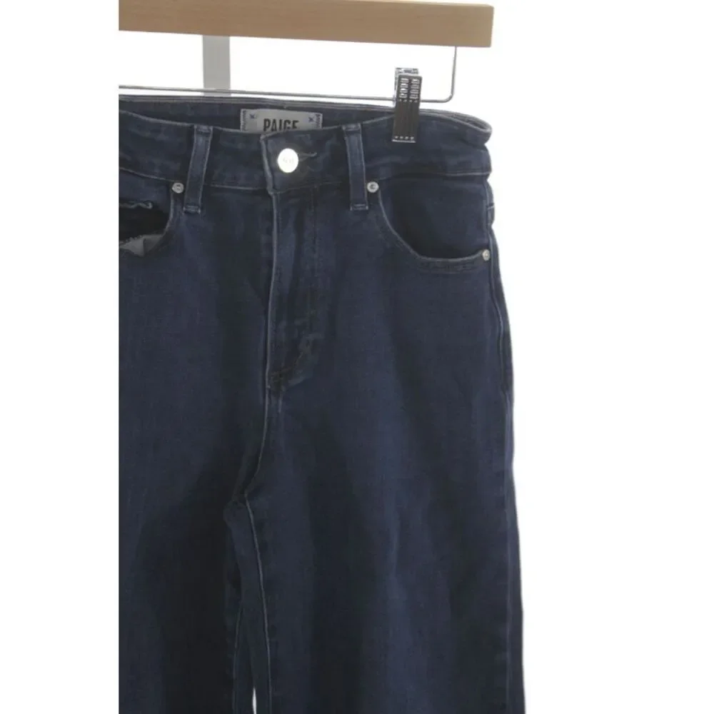 Paige Women Wide-Leg High-Rise Jeans Blue Cotton Button Size 24